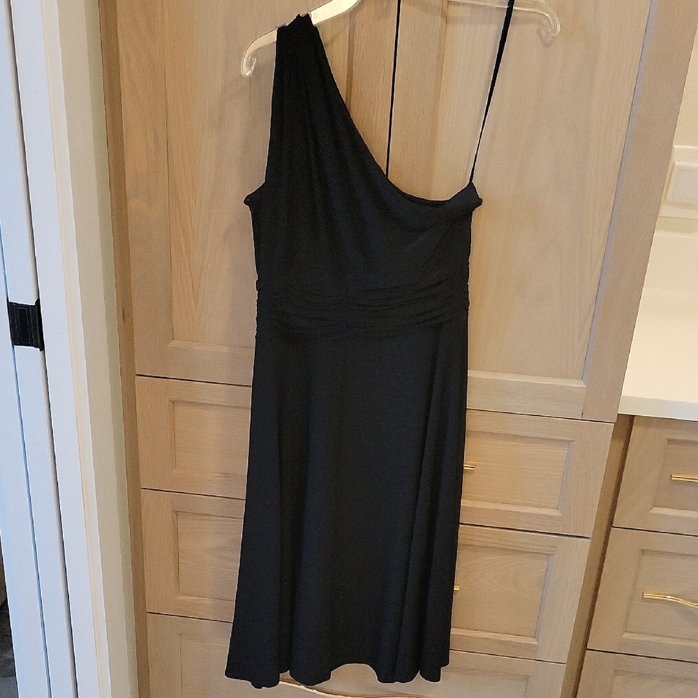 Evan Picone One-Shoulder Black Dress